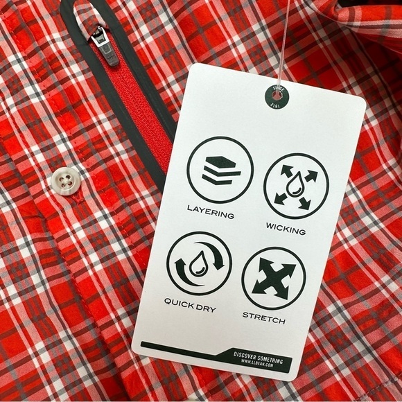 L.L. Bean Men’s Red Plaid Lightweight Summer Short Sleeve Shirt, XL - Picture 6 of 7